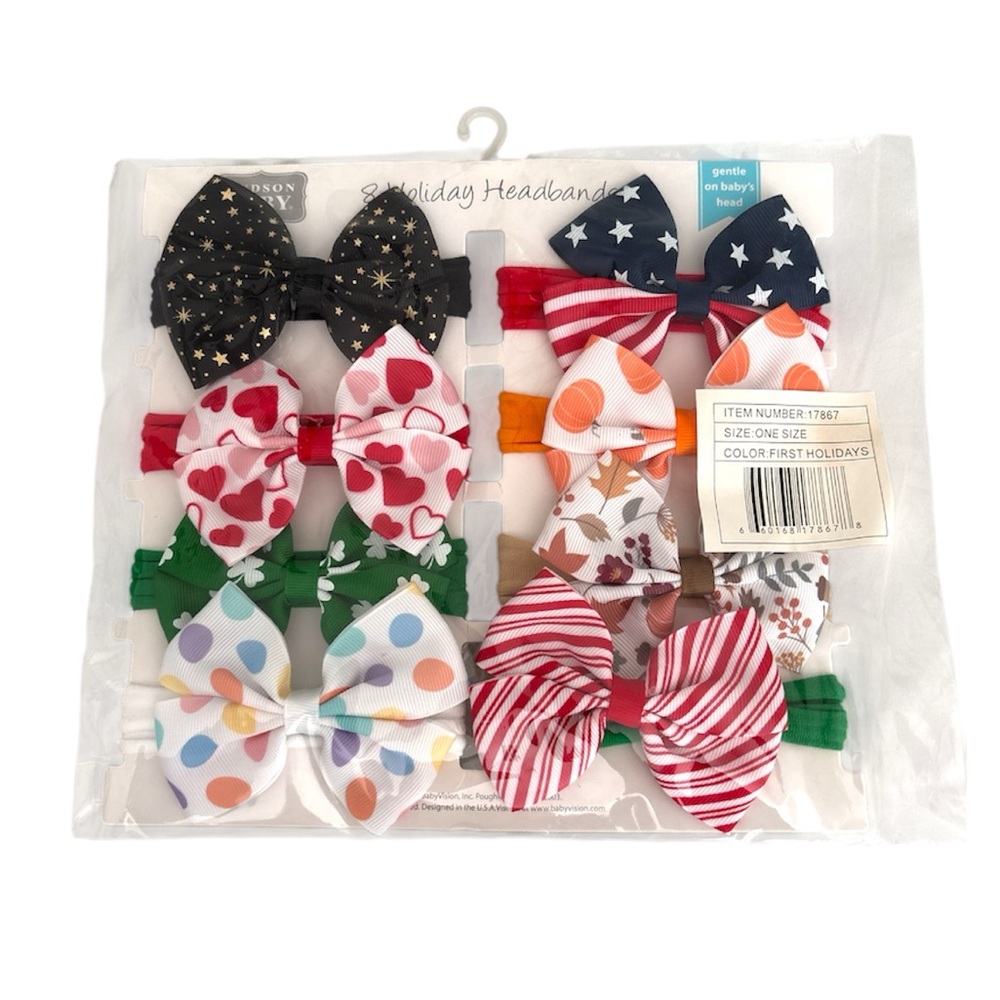 🆕 Hudson Baby Holiday Bow Headbands One Size